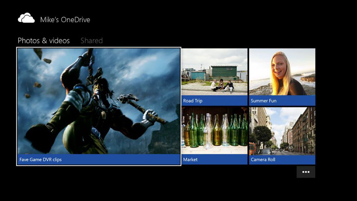 Kuvakaappaus Microsoftin Xbox One OneDrive -sovelluksesta