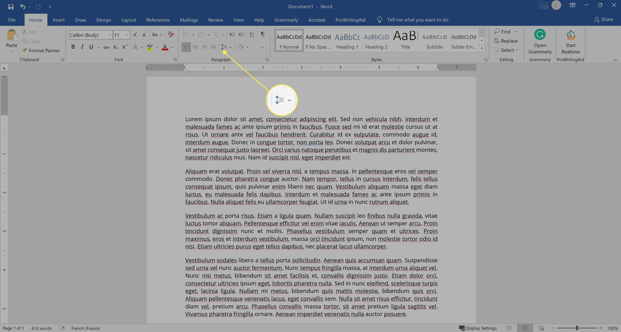 Rivivälivaihtoehto Microsoft Word 2019:ssä.