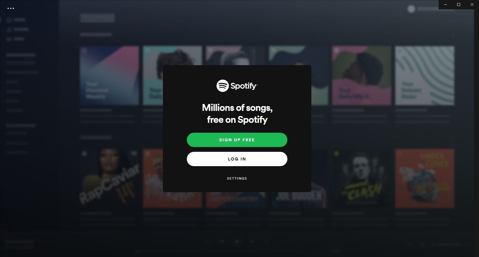 Spotifyn kirjautumisnäyttö