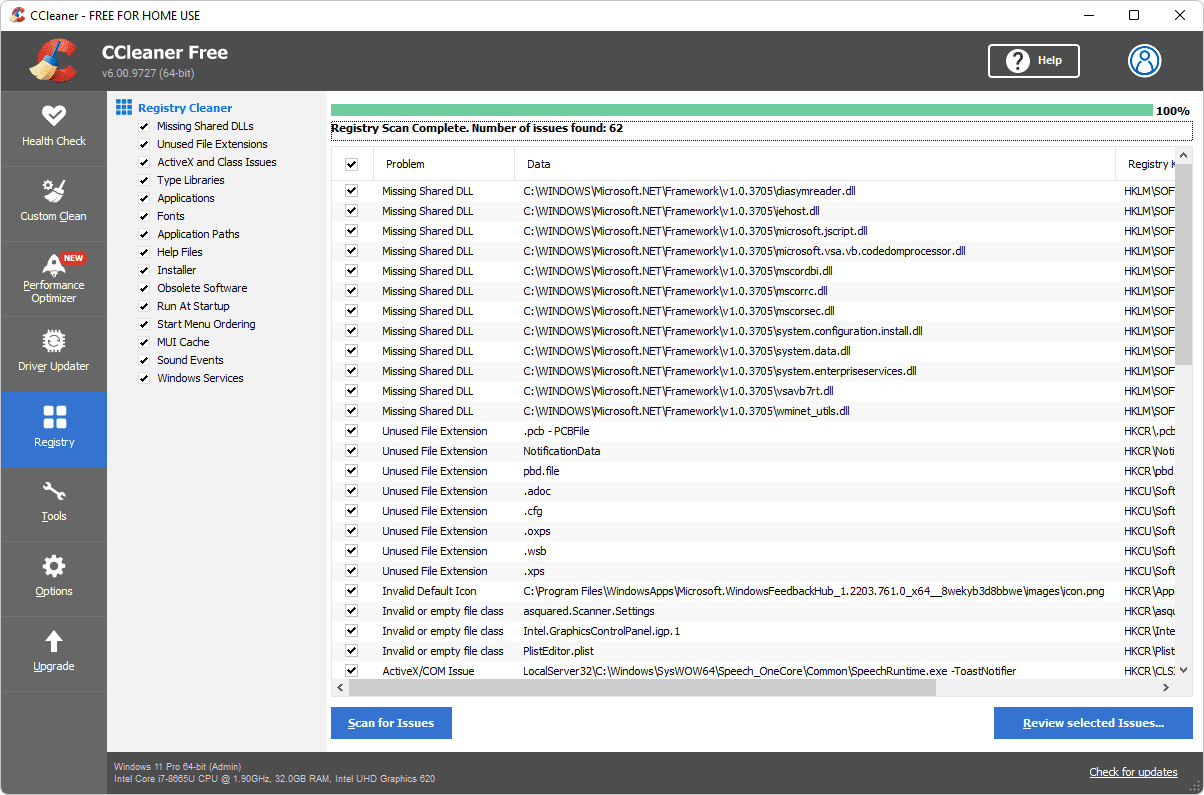 ccleaner registry scan aca7162d84dd4dd0b62da54a1ea4dc93