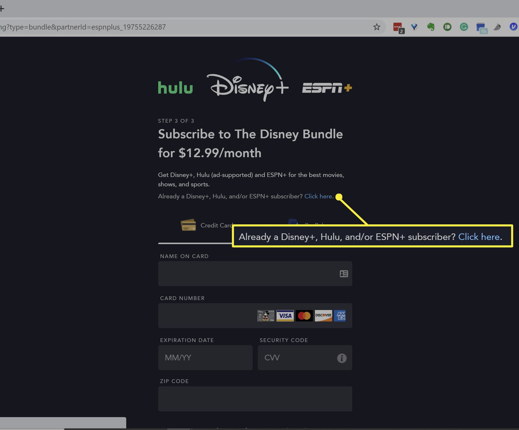 Disney+:n ja ESPN+:n lisääminen Huluun