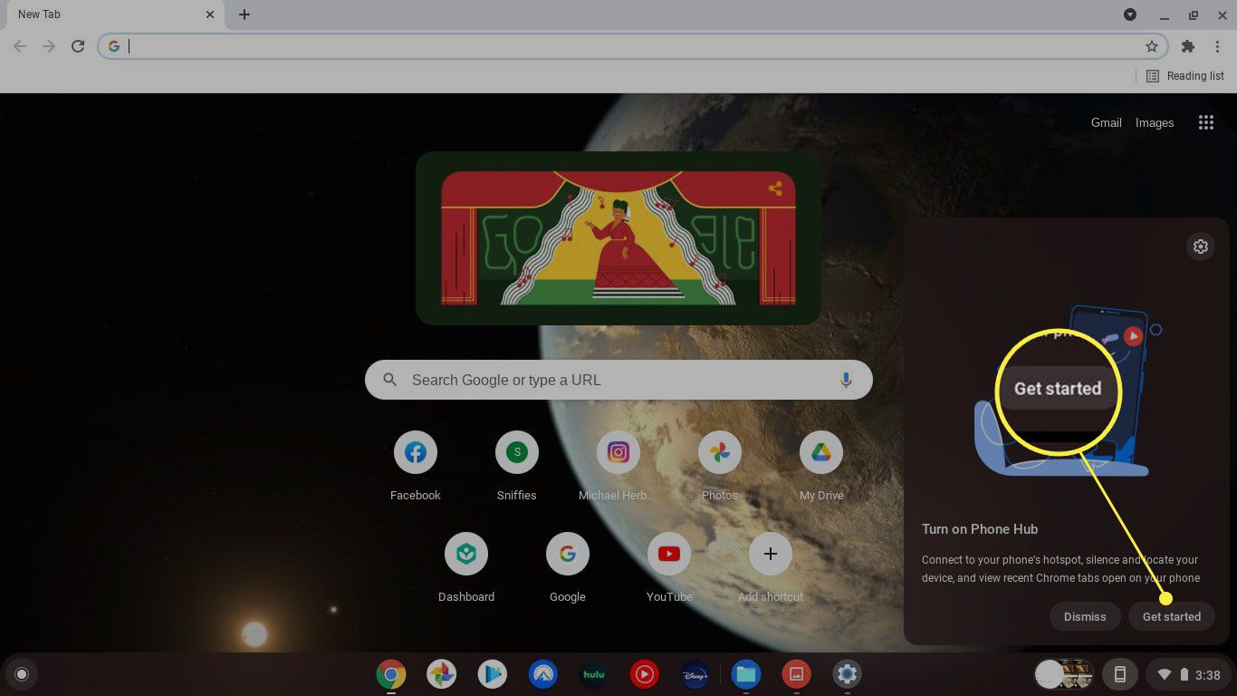 Aloitus korostettuna Chromebook Phone Hubissa