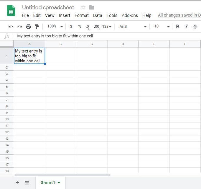 Rivitä teksti Google Sheets -soluun