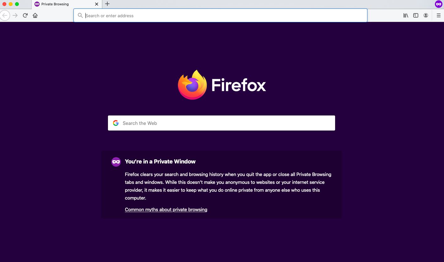 Firefoxin yksityinen selainikkuna avautuu.