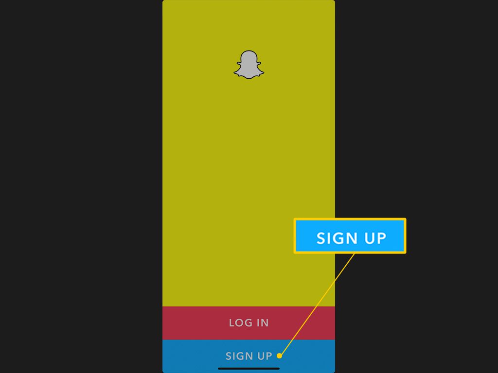 Rekisteröidy -painike Snapchatissa iOS:lle