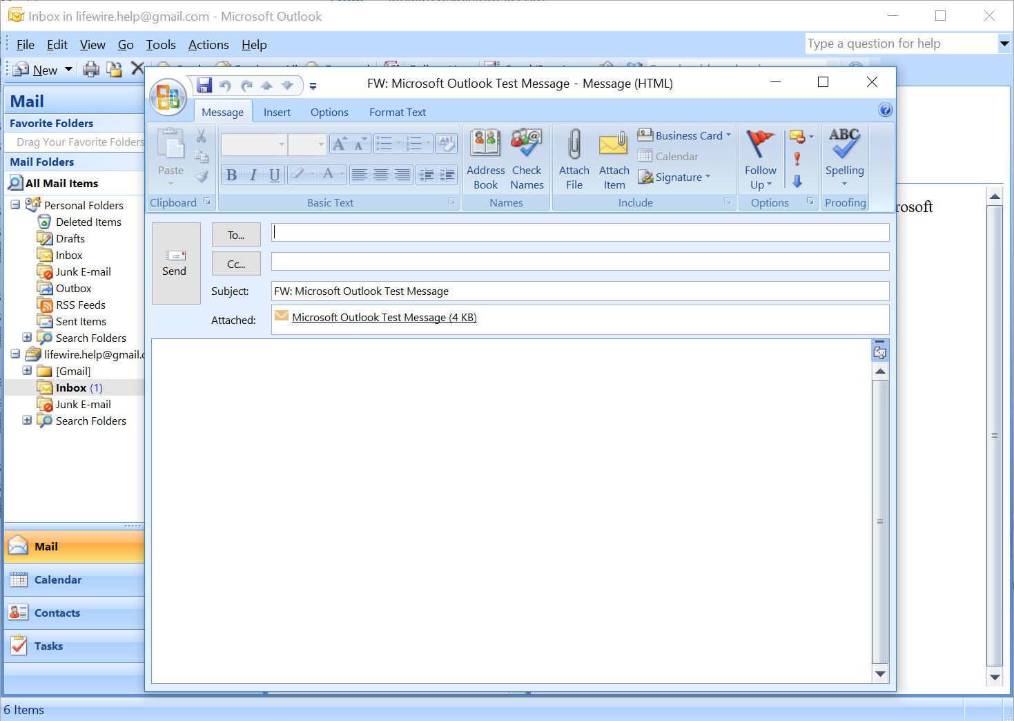 Outlook 2007 välittää uuden sähköpostin liitteenä toisen sähköpostin kanssa