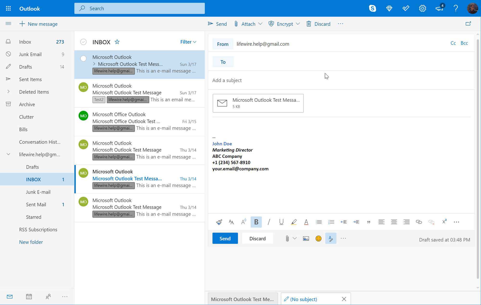 Outlook.com näyttää uuden viestin sähköpostin liitteenä