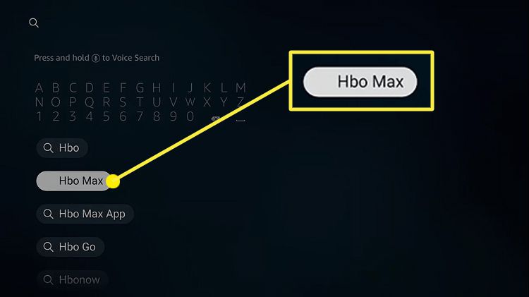 HBO Max hakutuloksissa Amazon Firestickissä. 