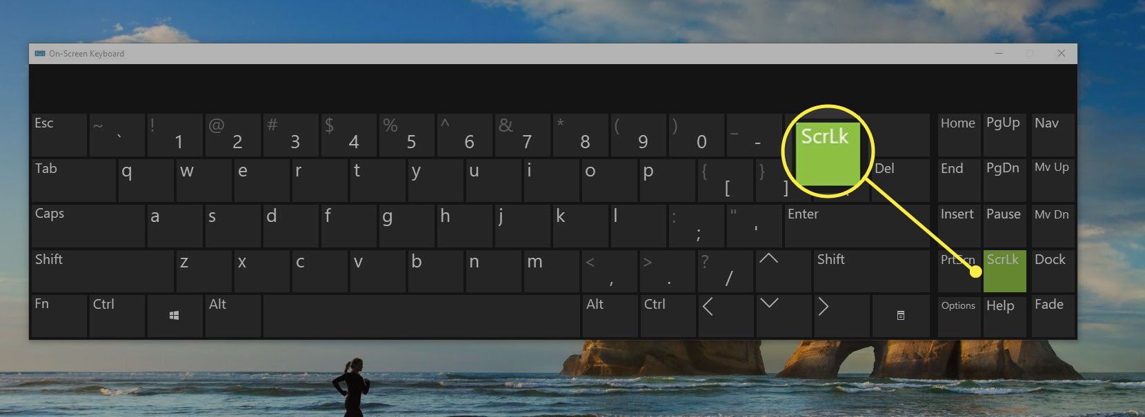 ScrLk-painike näyttönäppäimistössä