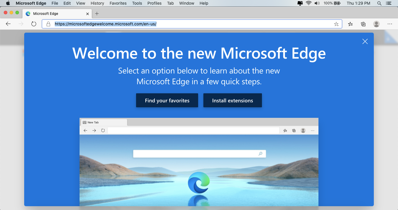 Microsoft Edge tervetuloa