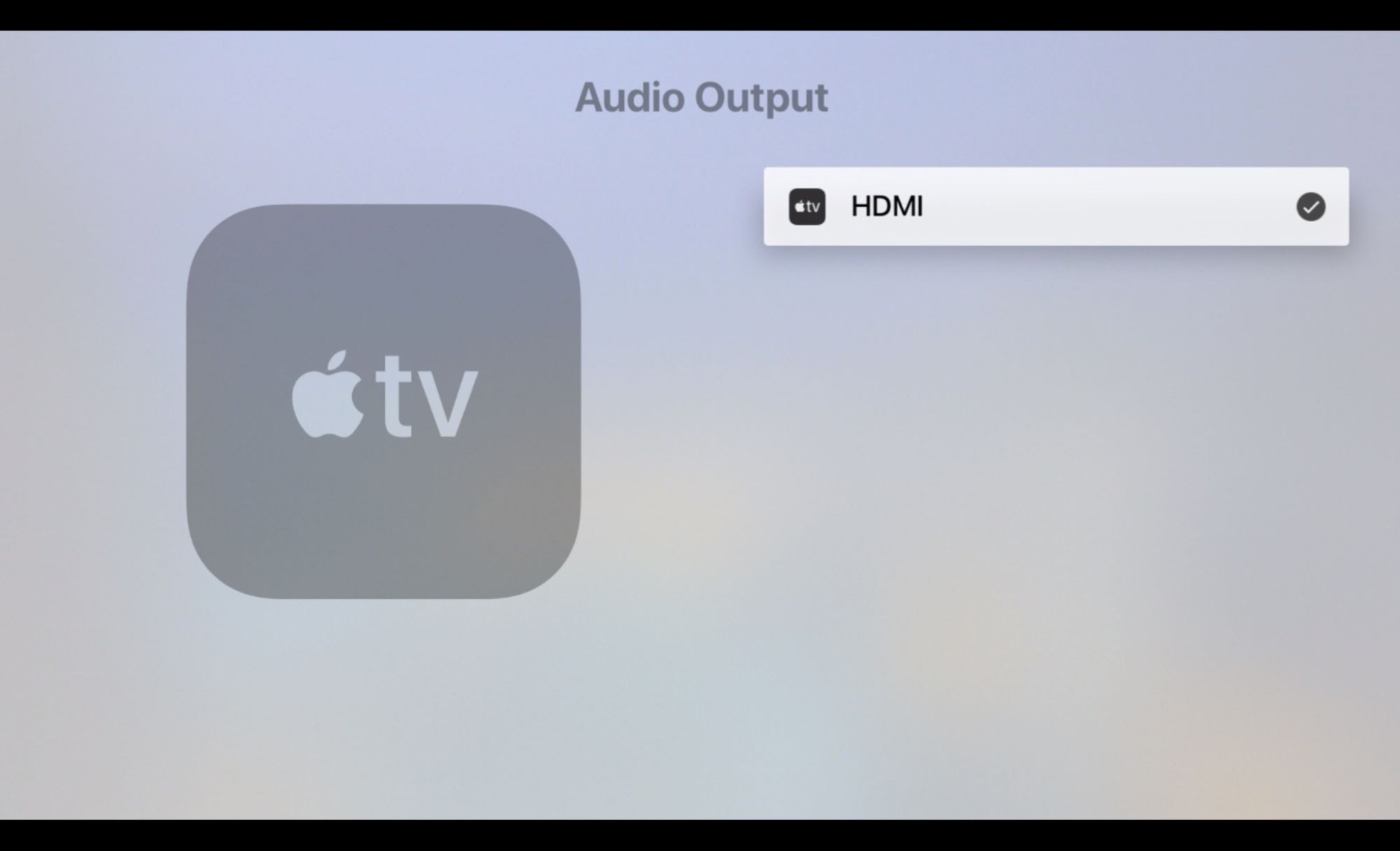 Apple TV:n äänilähtönäyttö HDMI-asetukseksi