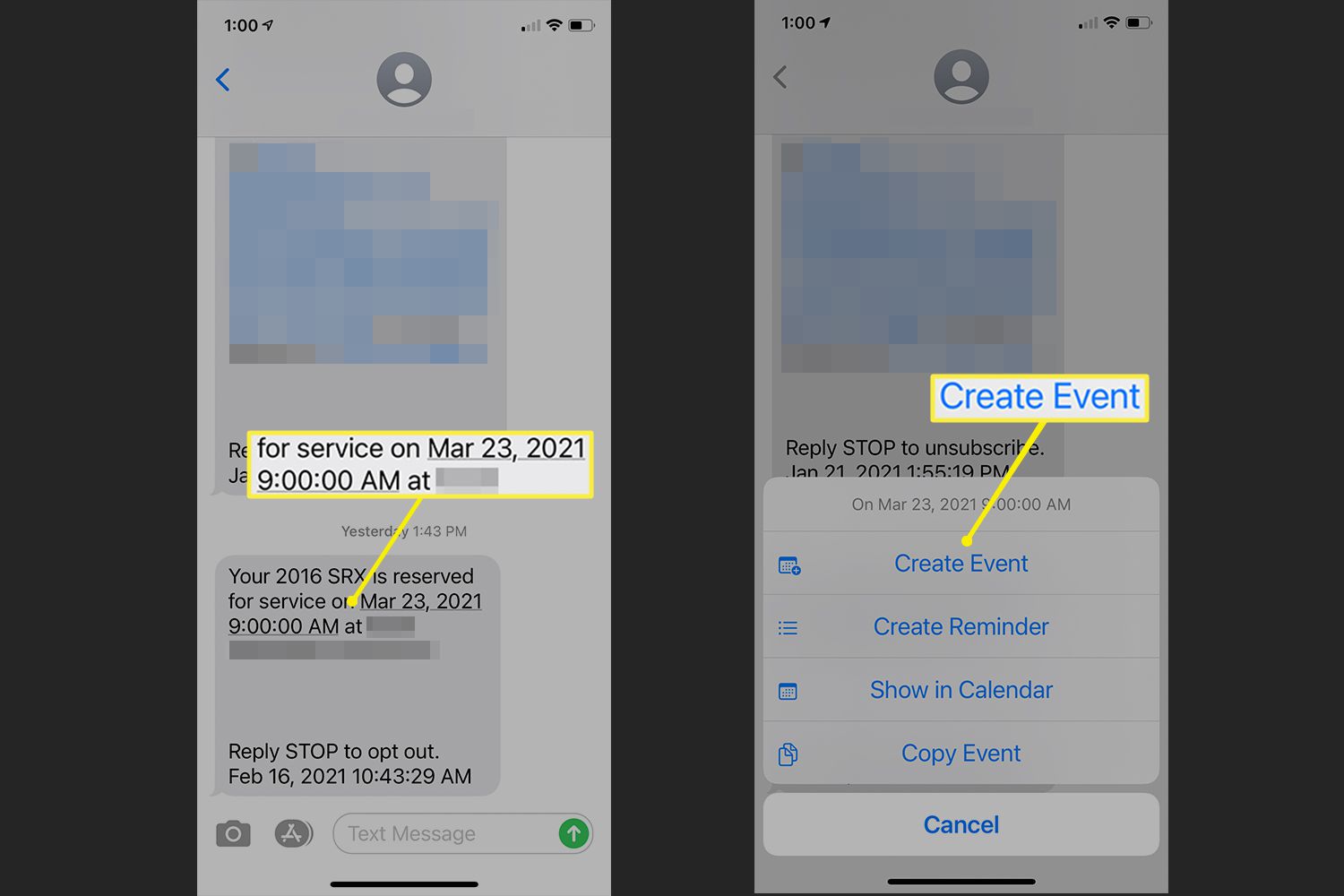 iOS Messages -sovellus ajanvarauksella