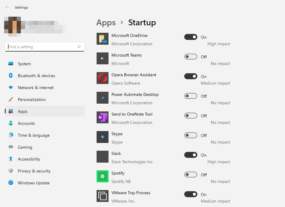 Windows 11:n käynnistyskohteiden luettelo