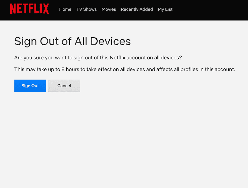 Kirjaudu ulos kaikista Netflix-laitteista