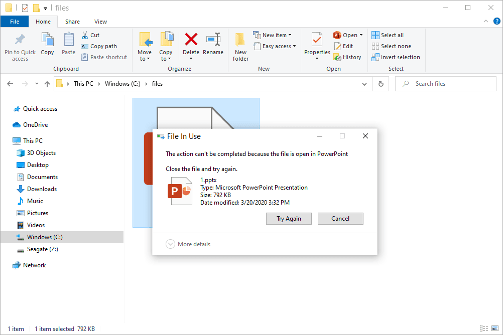 Tiedosto on käytössä virhe Windows 10:ssä