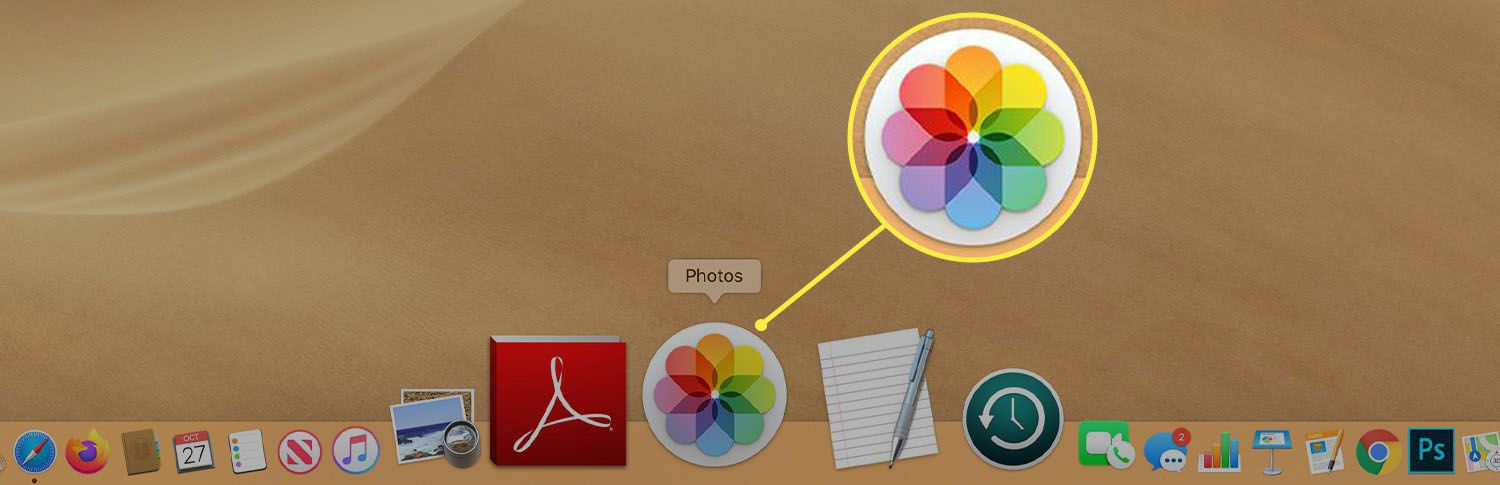 Valokuvat-sovelluksen kuvake Mac Dockissa