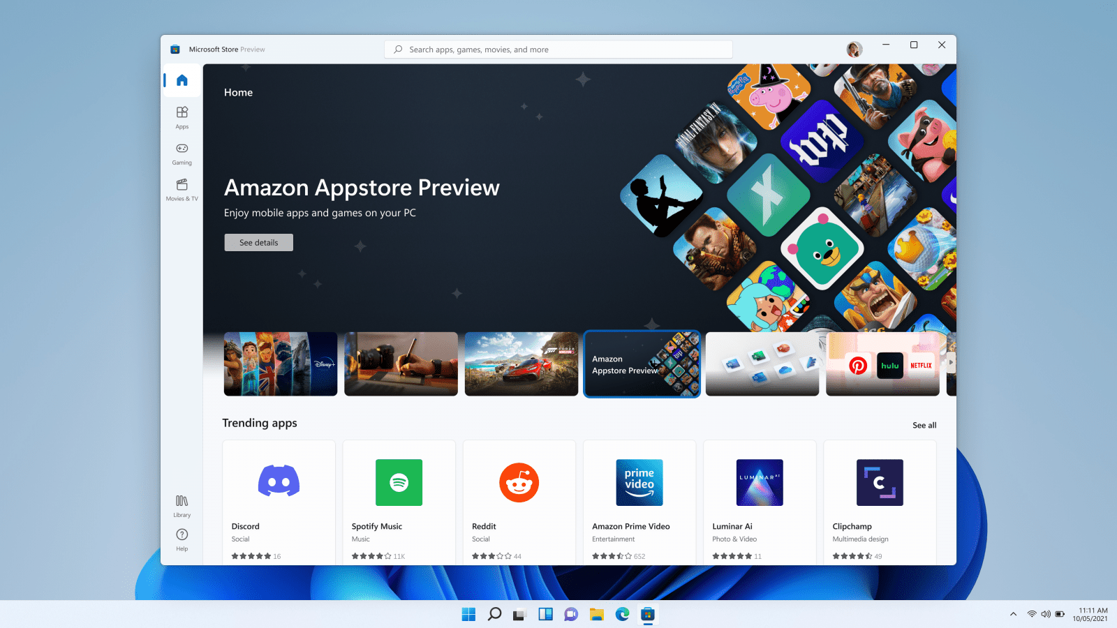 Kuvakaappaus Amazon Appstoresta Windows PC:llä.