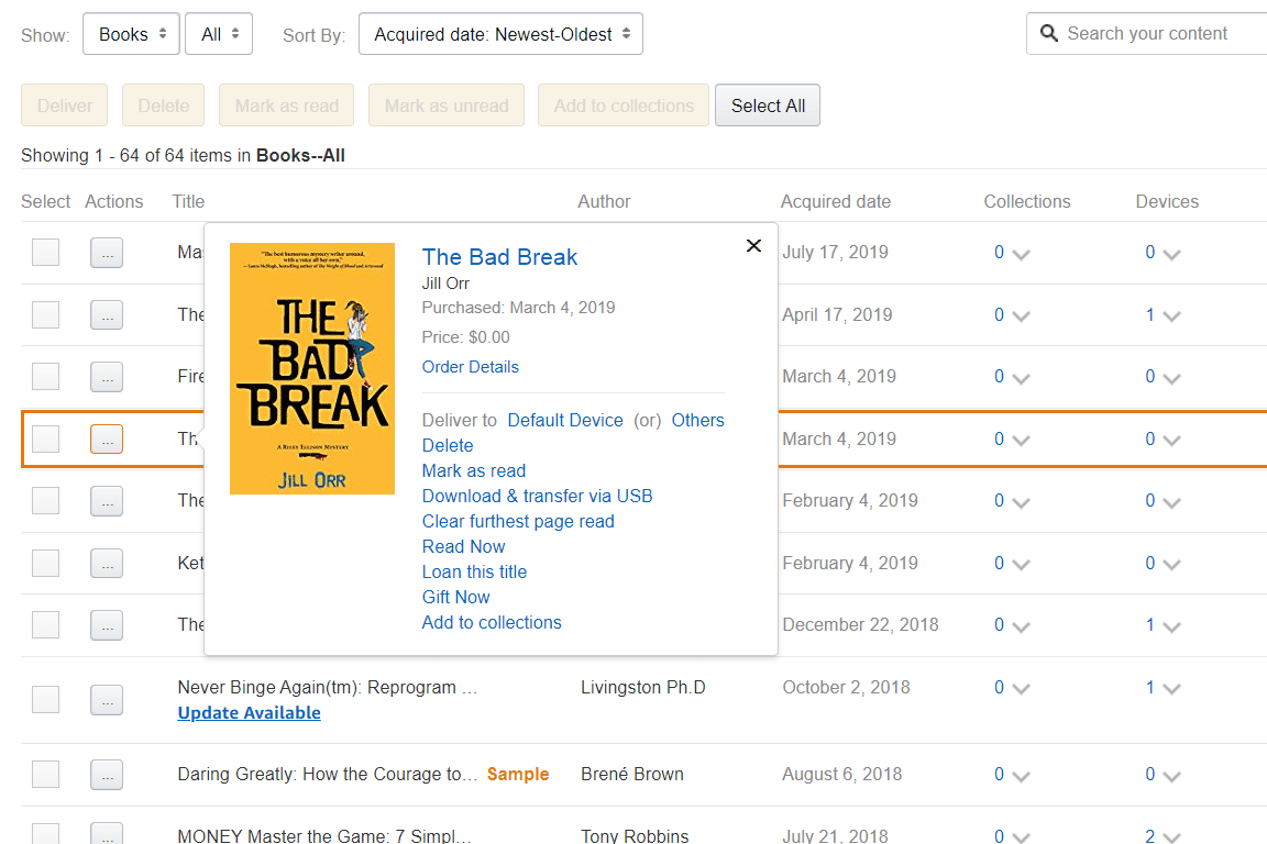 Bad Break -kirja lainaa tämän otsikkovaihtoehdon Amazonista