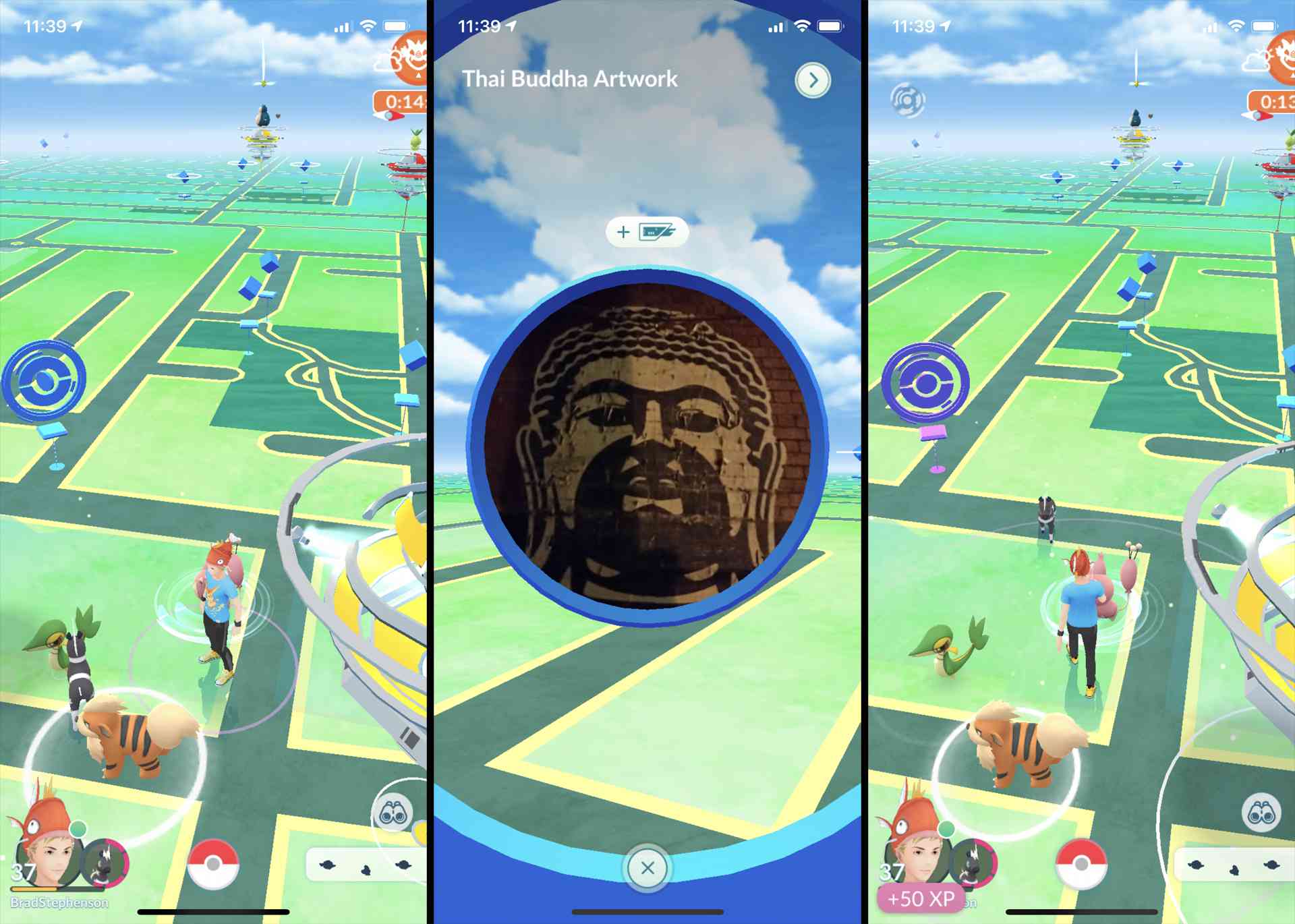 Kuvakaappaus Poke Stopista Melbournessa, Australiassa Pokemon GO -pelissä iPhonessa.