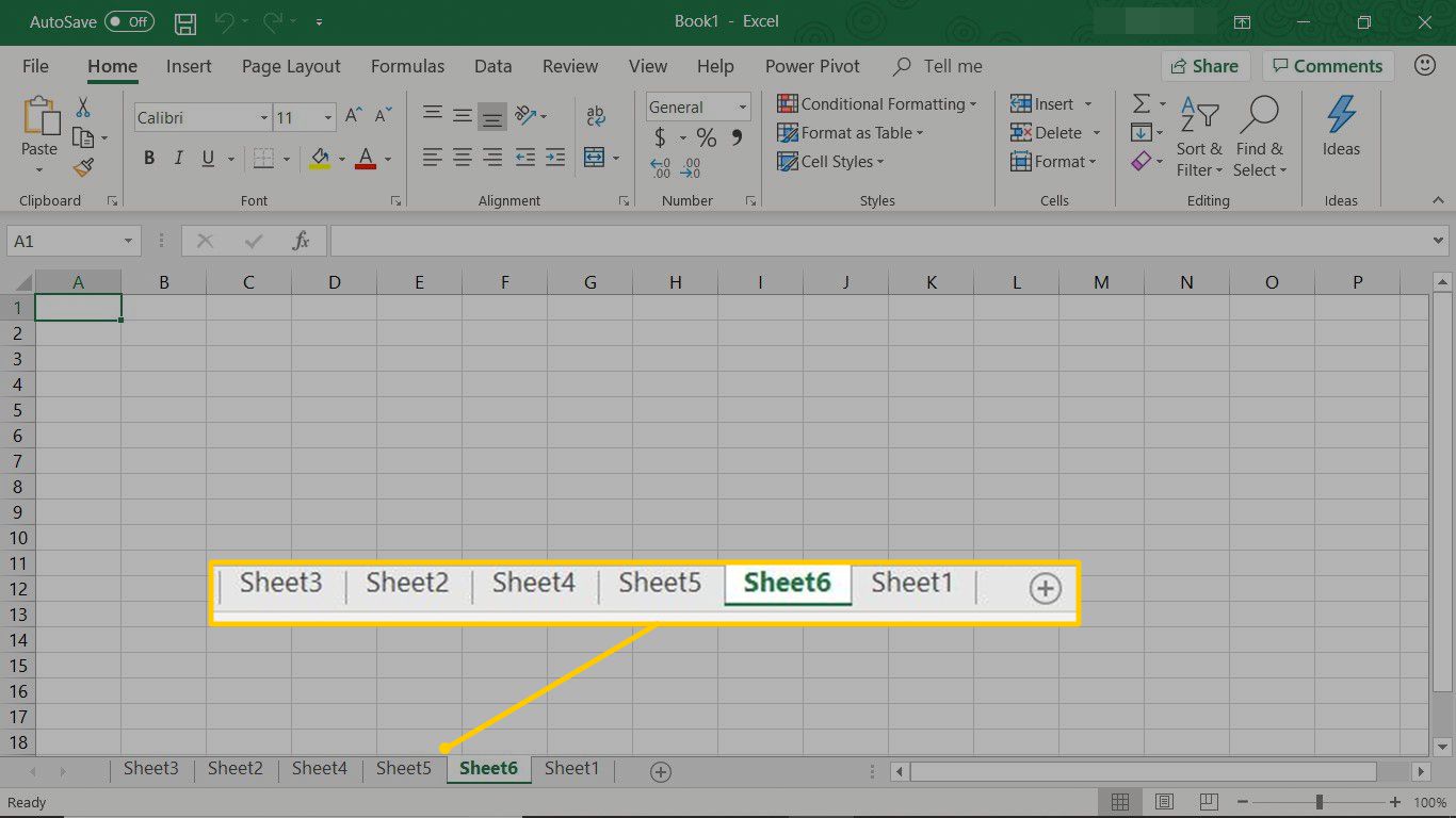 Arkkien nimet ja Uusi arkki (+) -painike Excelissä