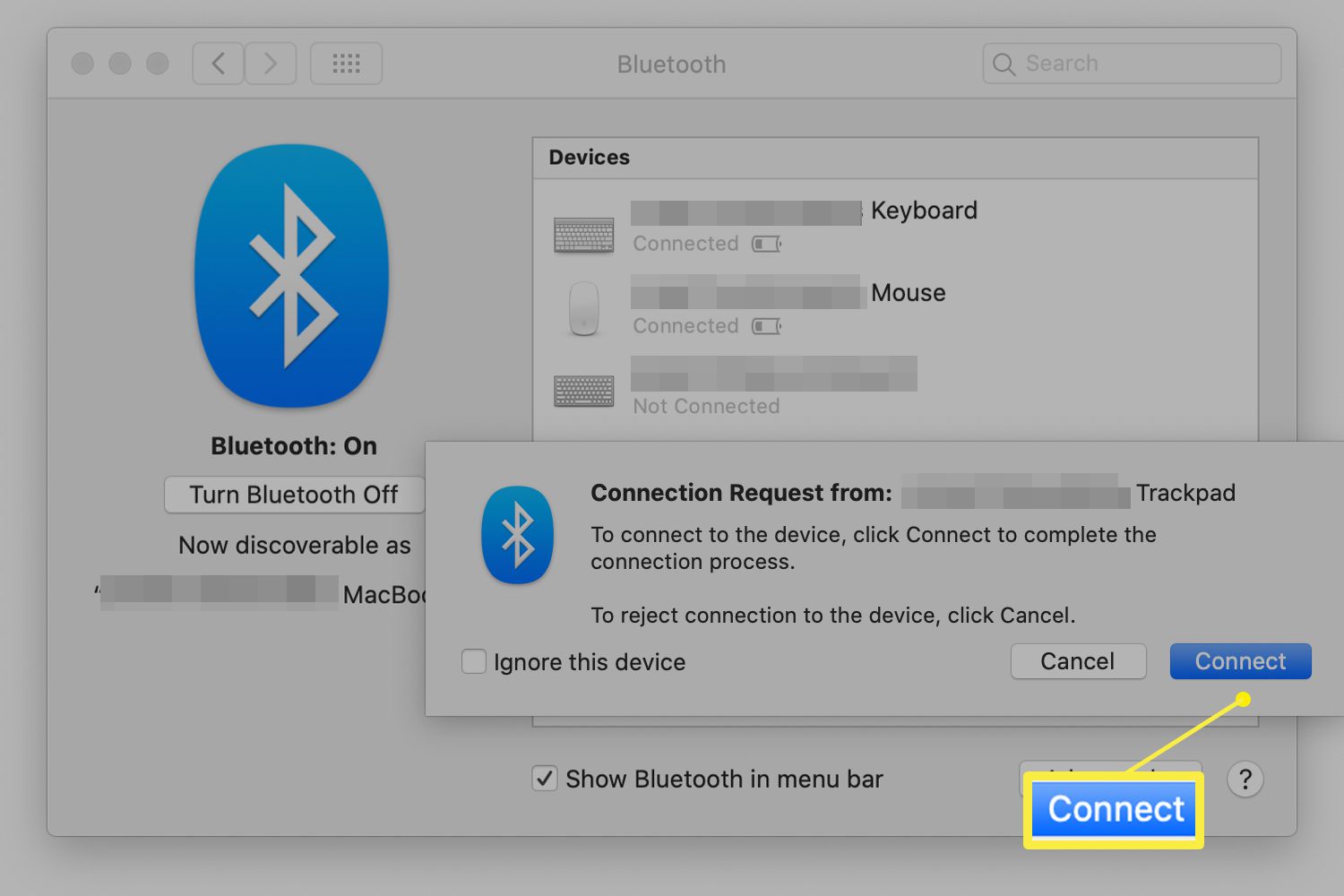 Bluetooth-yhteyspyyntö