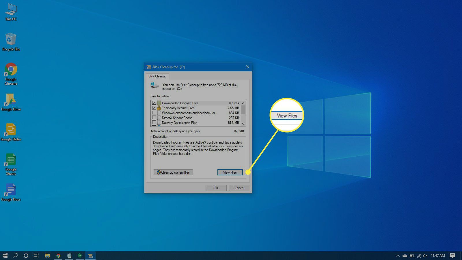 Valitse näyttääksesi poistettavat tiedostot Windows 10:ssä.