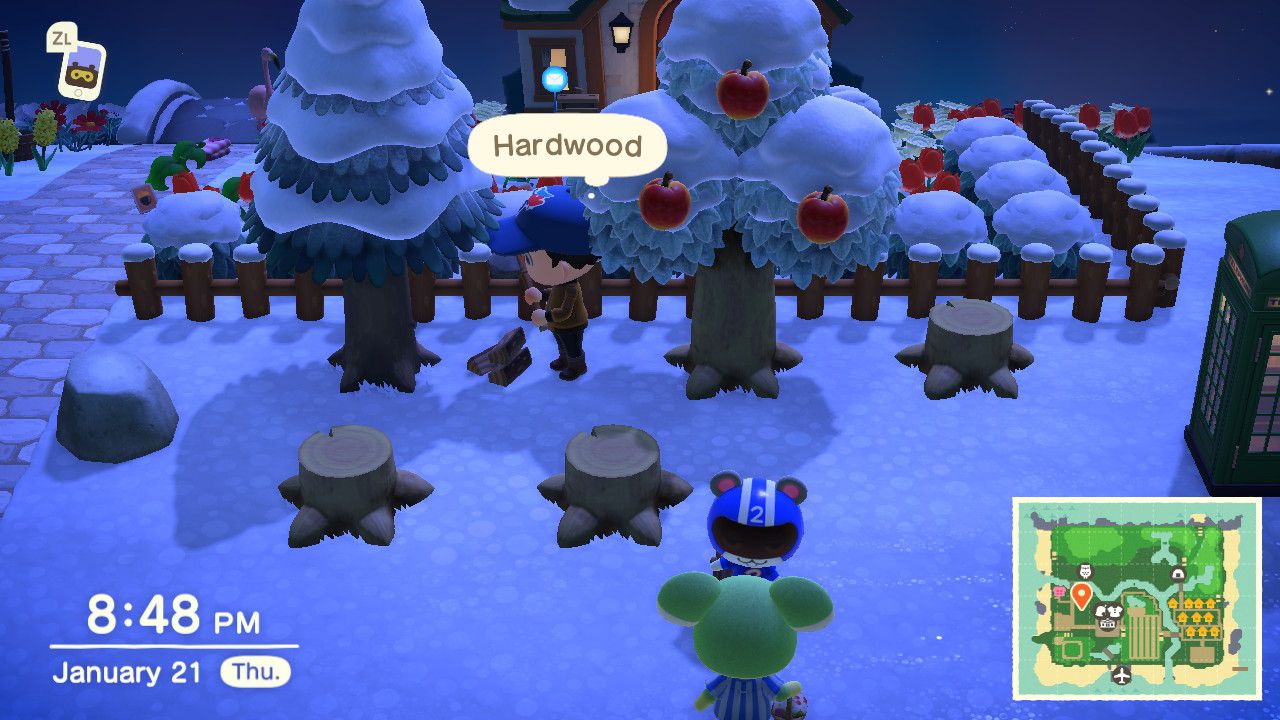 Lehtipuun poimiminen Animal Crossing: New Horizonsissa