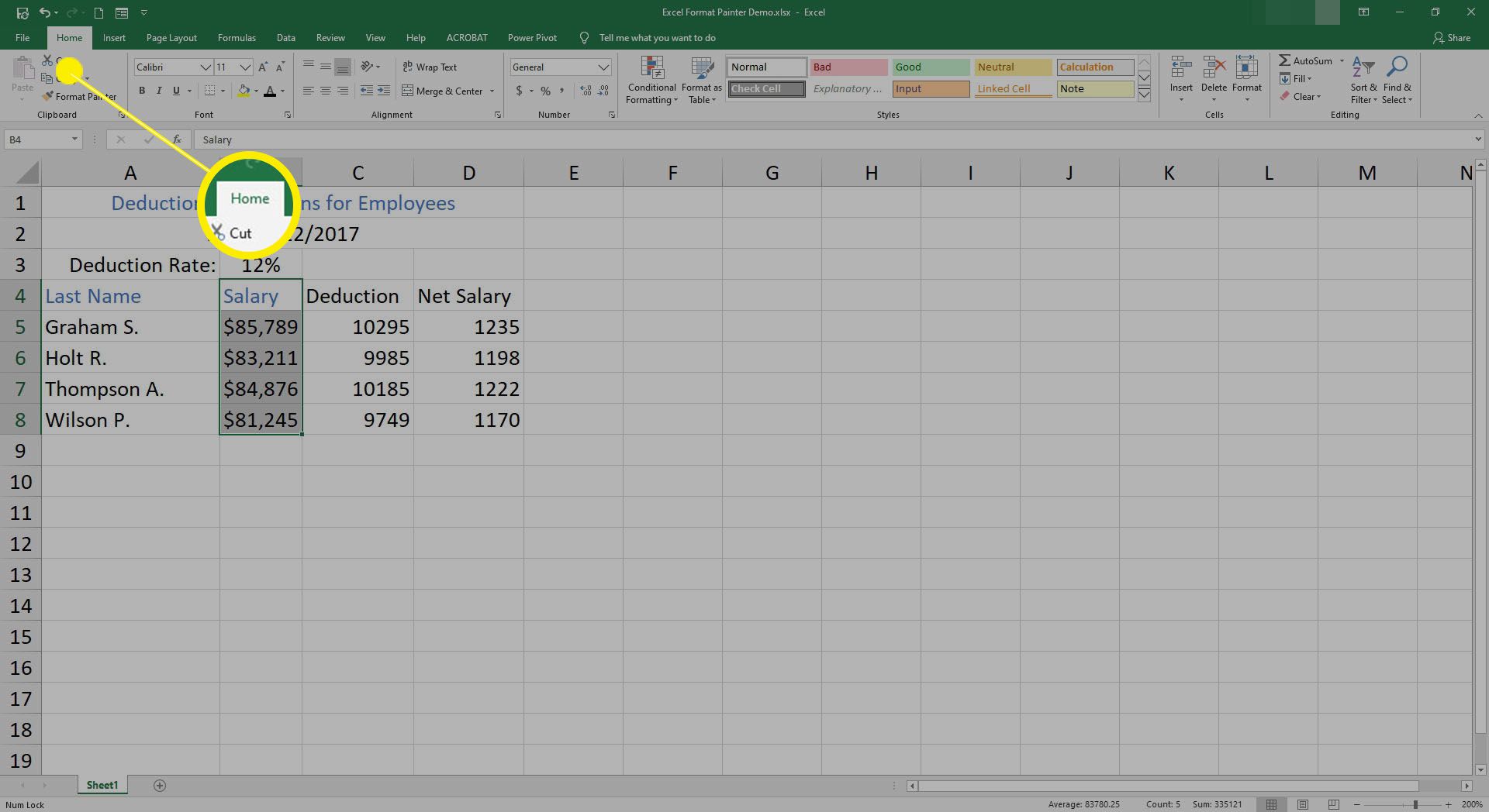 Valitse Excelissä Koti-välilehti.