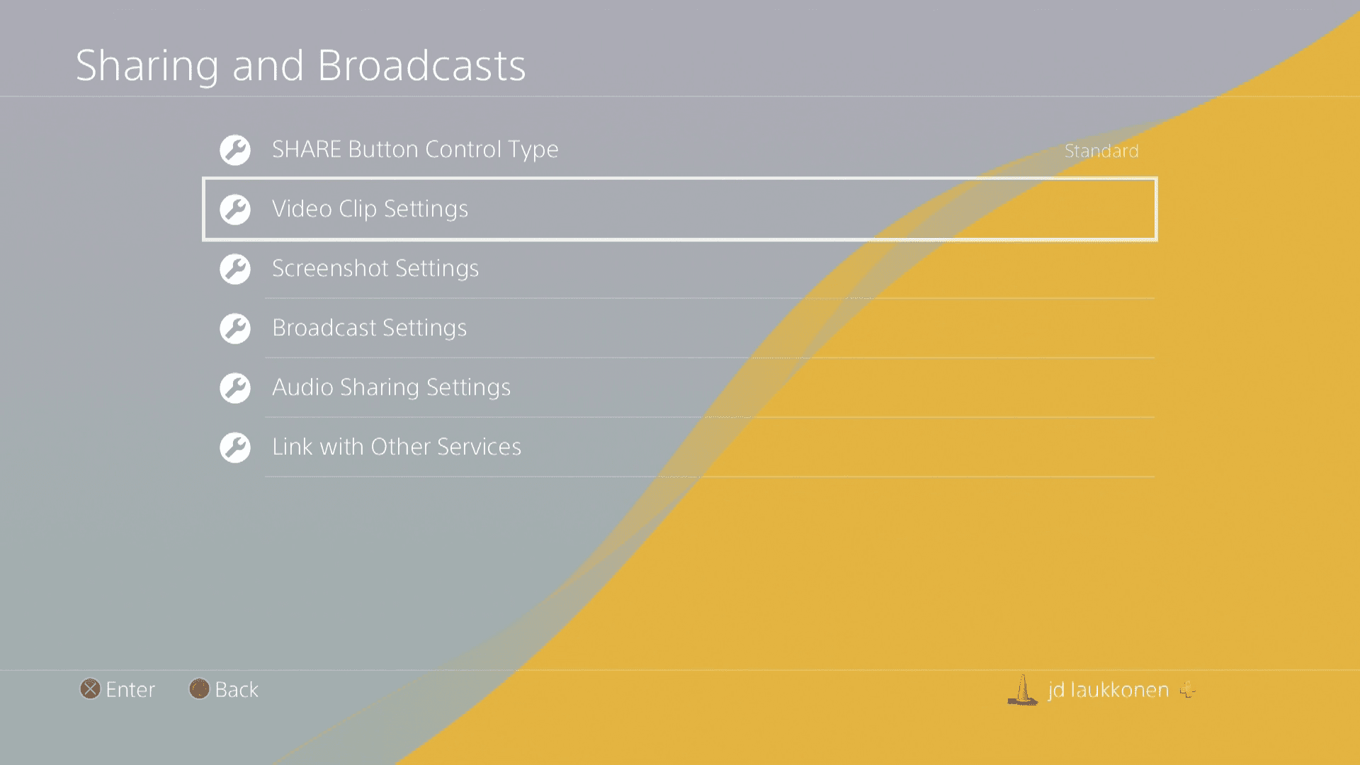 Kuvakaappaus PS4:n jakamis- ja lähetysasetuksista.