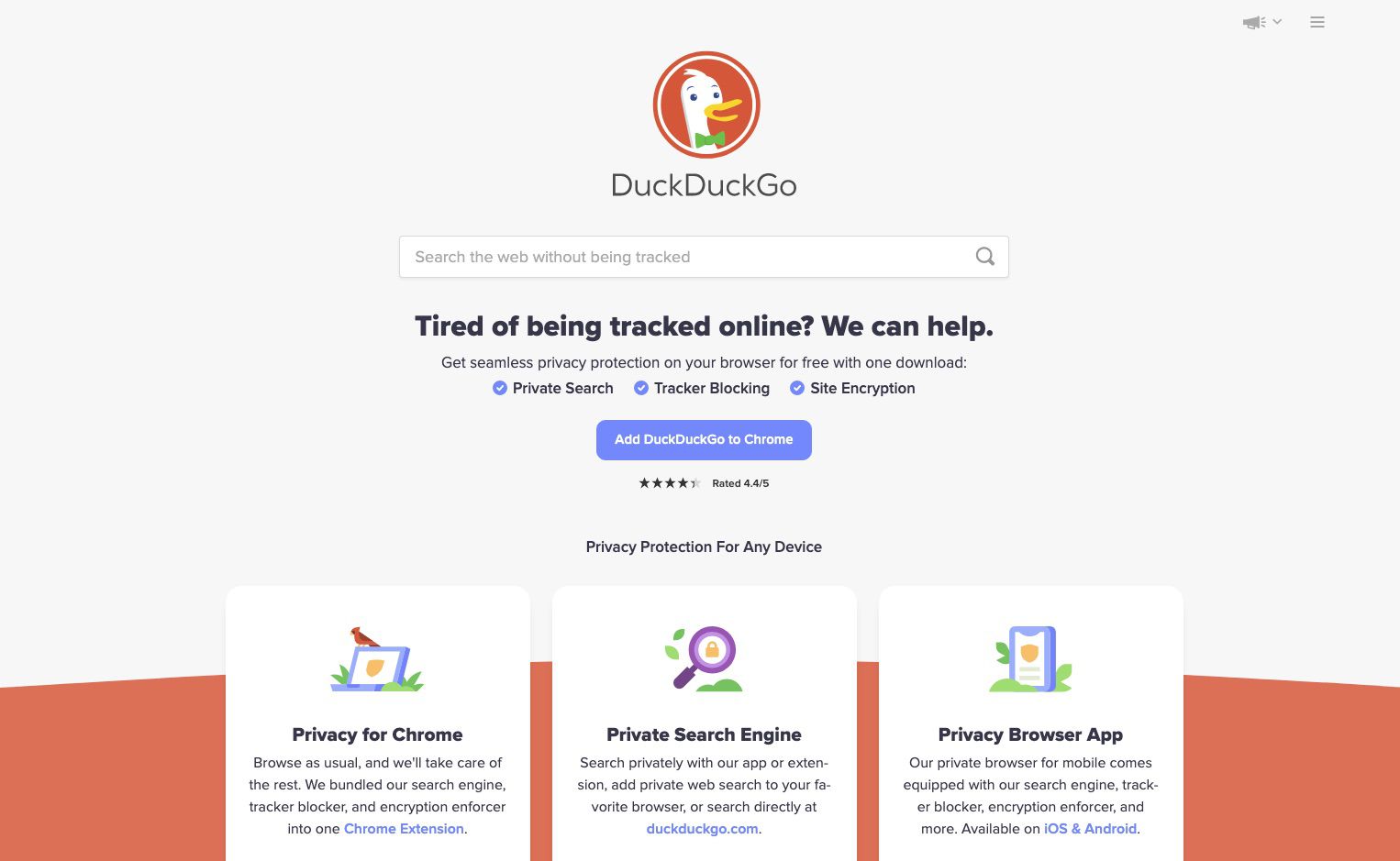 Avaa DuckDuckGo-hakukone verkkoselaimessa.