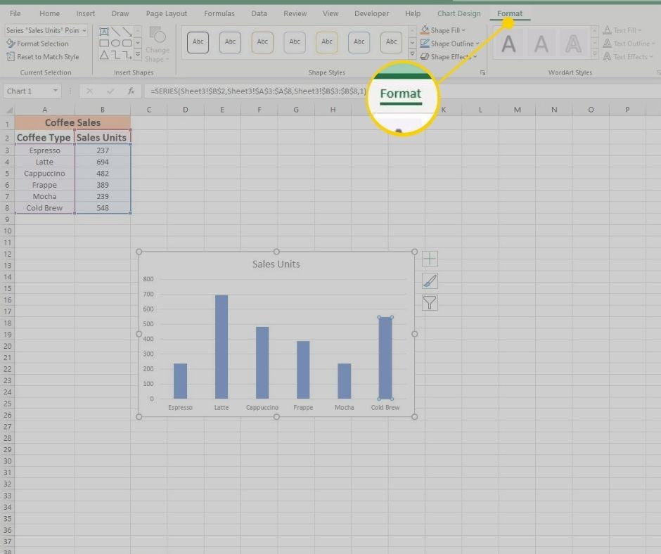 Muotoile välilehti Excelissä