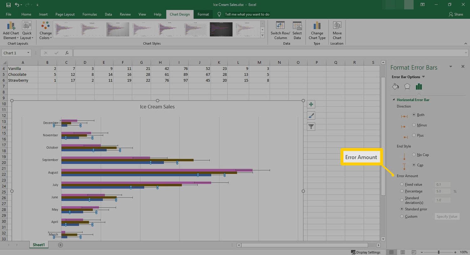 Virheen määrä Muotoiluvirhepalkit Excelissä -osiossa.